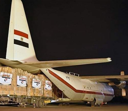 Mısır'a ait iki yardım uçağı Adana'ya indi